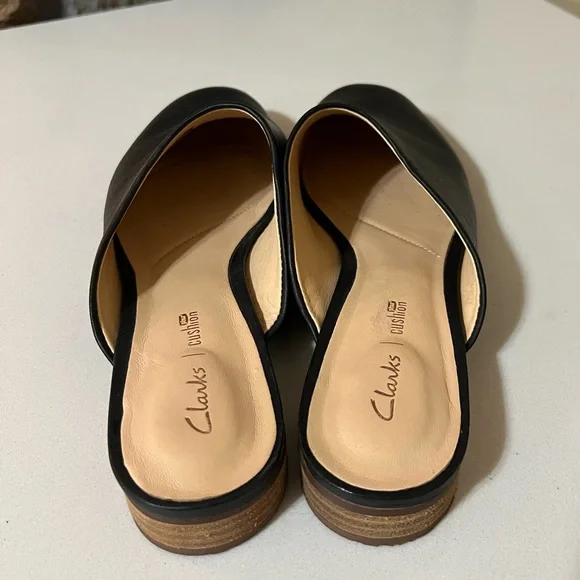 Clarks Pure Blush Leather Black Mules Size 8.5 - Picture 5 of 10